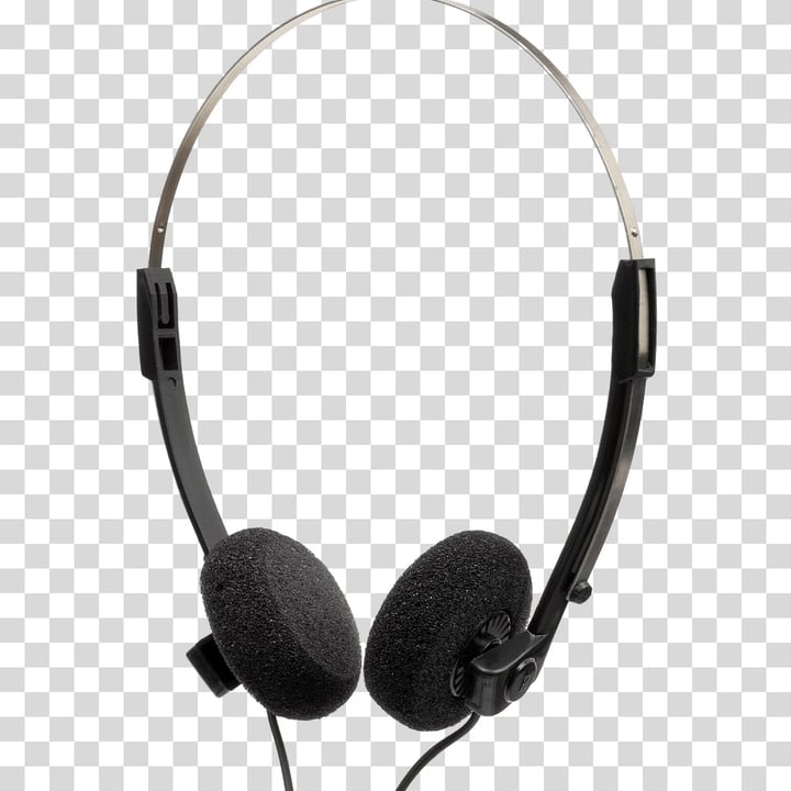 After: the same headphones with the white background removed, shown on a gray and white checkered pattern